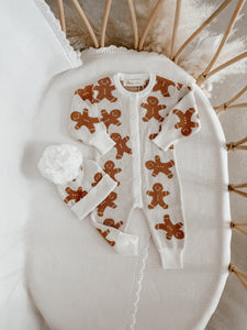 Gingerbread Long Sleeve Knit Romper