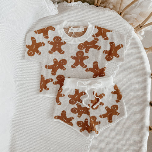 Gingerbread Knit Set - Short Sleeve