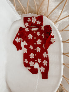 Knit Topknot - Red Posy