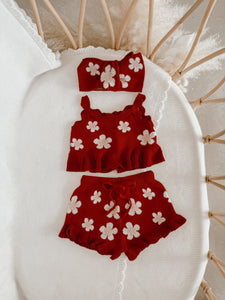 Knit Topknot - Red Posy
