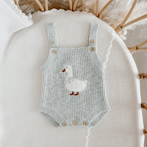 Goose Singlet Knit Romper - Periwinkle Blue