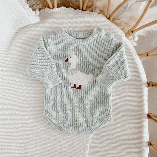 Goose Chunky Knit Romper - Periwinkle Blue
