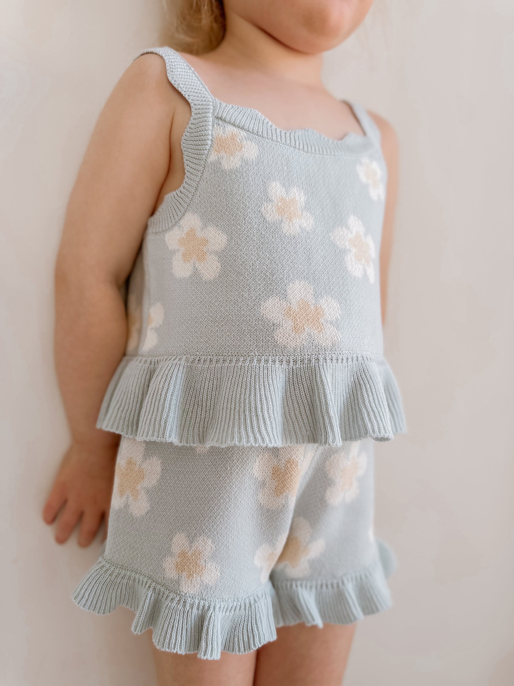 Blue Daisy Knit Tie Set