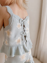 Load image into Gallery viewer, Blue Daisy Knit Tie Set - PRE ORDER EST DISPATCH MID-LATE MAY