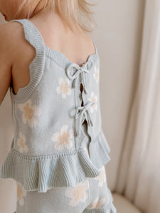Blue Daisy Knit Tie Set - PRE ORDER EST DISPATCH MID-LATE MAY