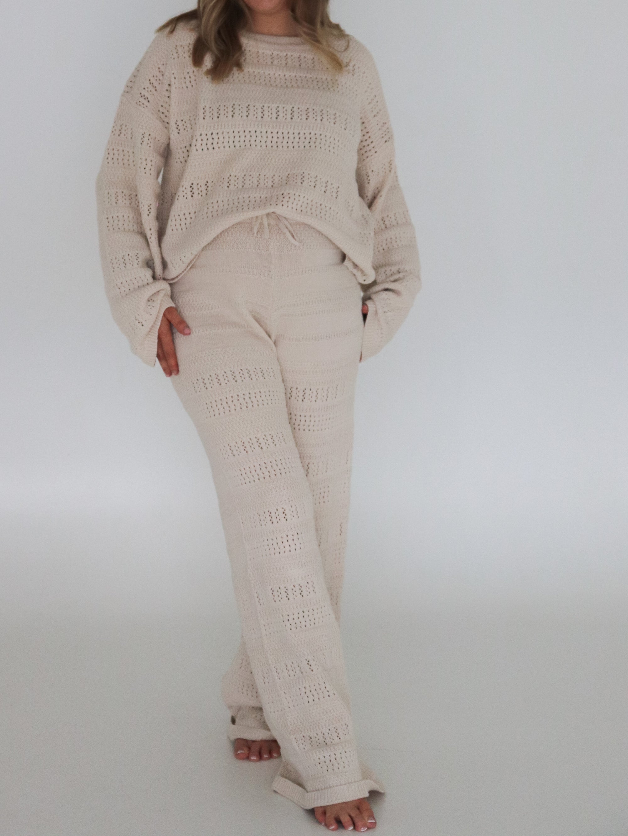 Ladies Knit Top &amp; Pants Bundle - Vanilla Latte