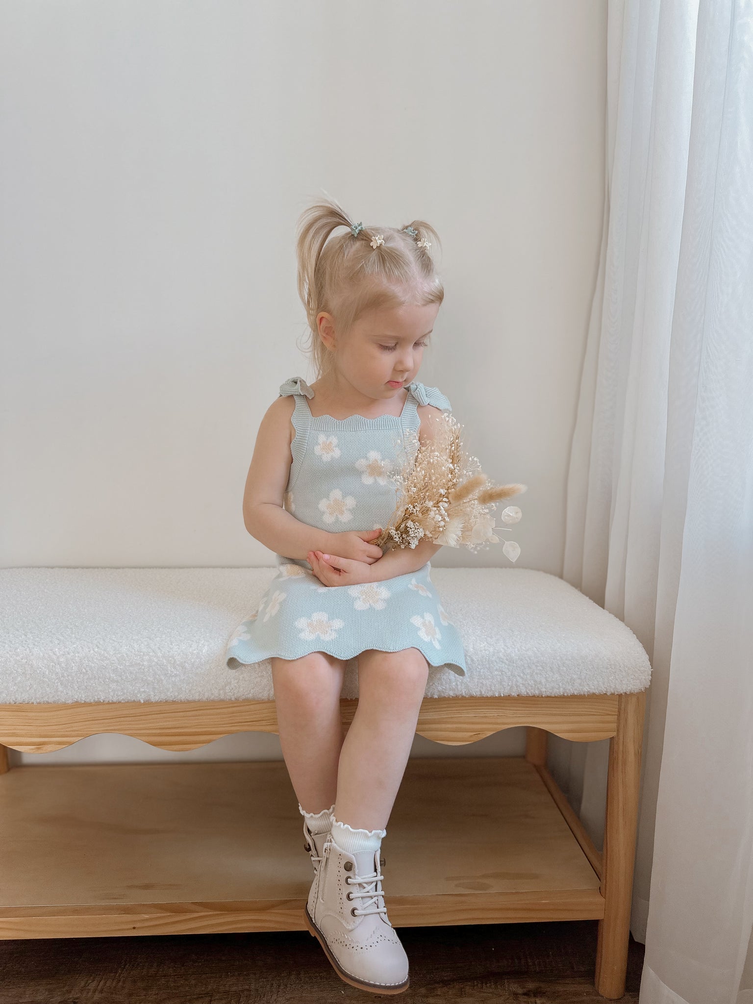 Blue Daisy Knit Dress Blossom and Pear Blue Daisy Knit Dress Blossom and Pear
