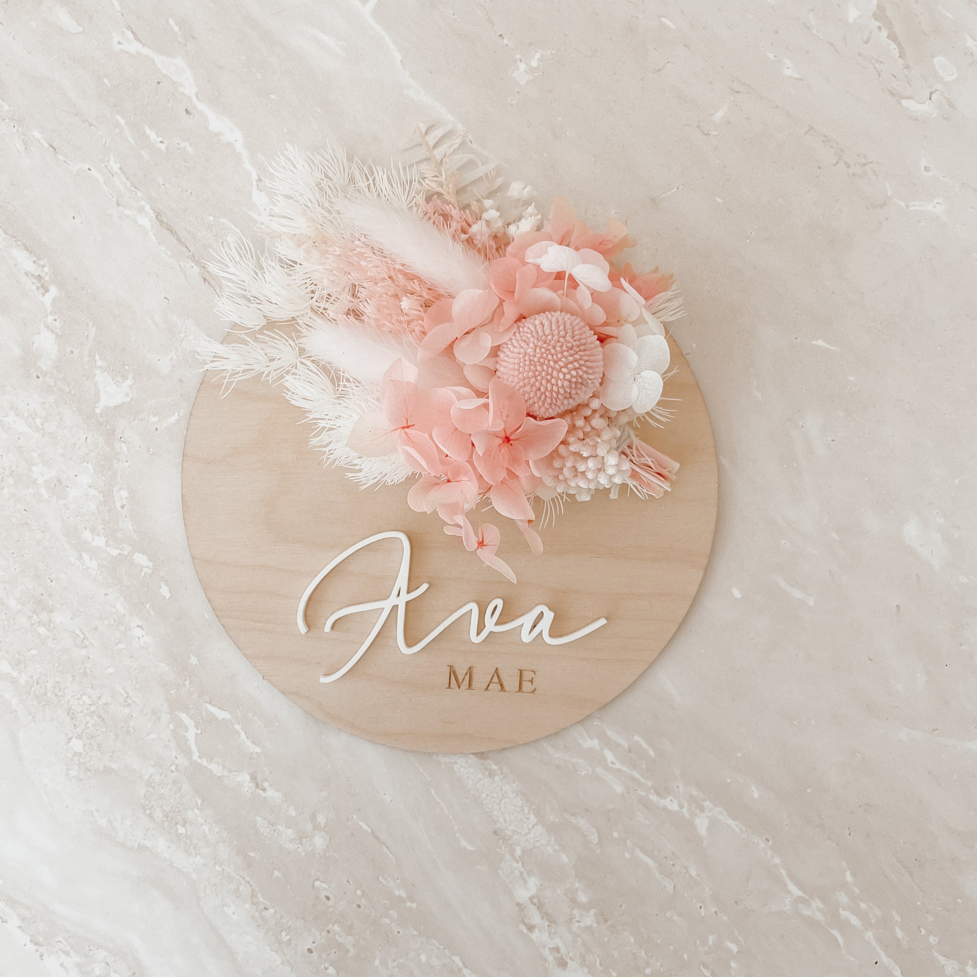 15cm Personalised Dried Floral Plaque