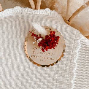 'First Christmas 2025' Personalised Dried Floral Plaque