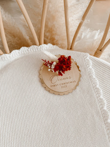 'First Christmas 2025' Personalised Dried Floral Plaque