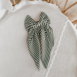Hair Bow - Green Stripe