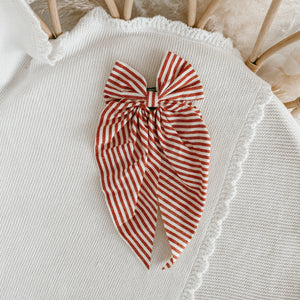 Hair Bow - Red Candy Stripe