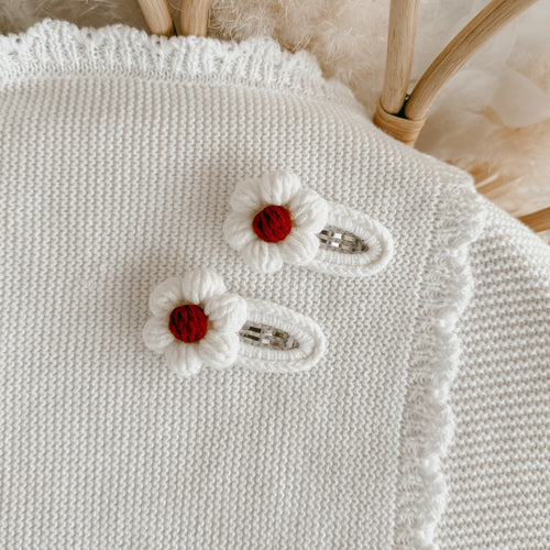 Daisy Crochet Hair Clips - Burgundy