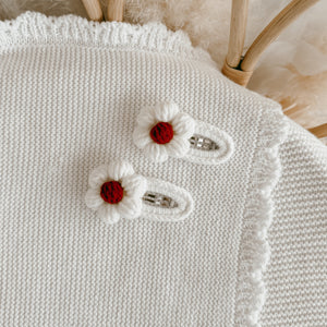 Daisy Crochet Hair Clips - Burgundy