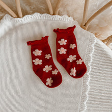 Load image into Gallery viewer, Red Posy Frill Socks