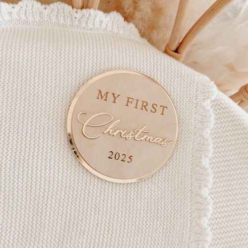 'My First Christmas 2025' Acrylic Plaque - Non-Personalised - PRE ORDER - Est. Dispatch End of September