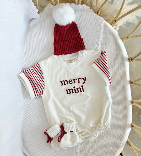 'Merry Mini' Short Sleeve Bubble Romper, Beanie & Booties Bundle - PRE ORDER - Est. Dispatch October