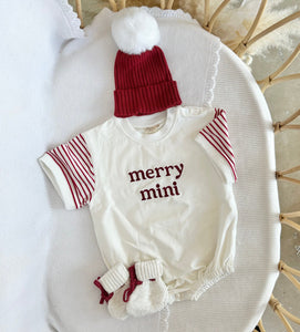 'Merry Mini' Short Sleeve Bubble Romper, Beanie & Booties Bundle - PRE ORDER - Est. Dispatch October