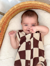 Load image into Gallery viewer, Espresso Check Knit Romper