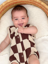 Load image into Gallery viewer, Espresso Check Knit Romper