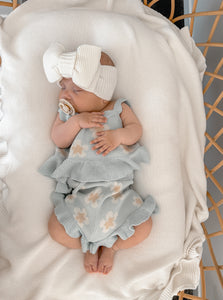 Blue Daisy Knit Tie Set