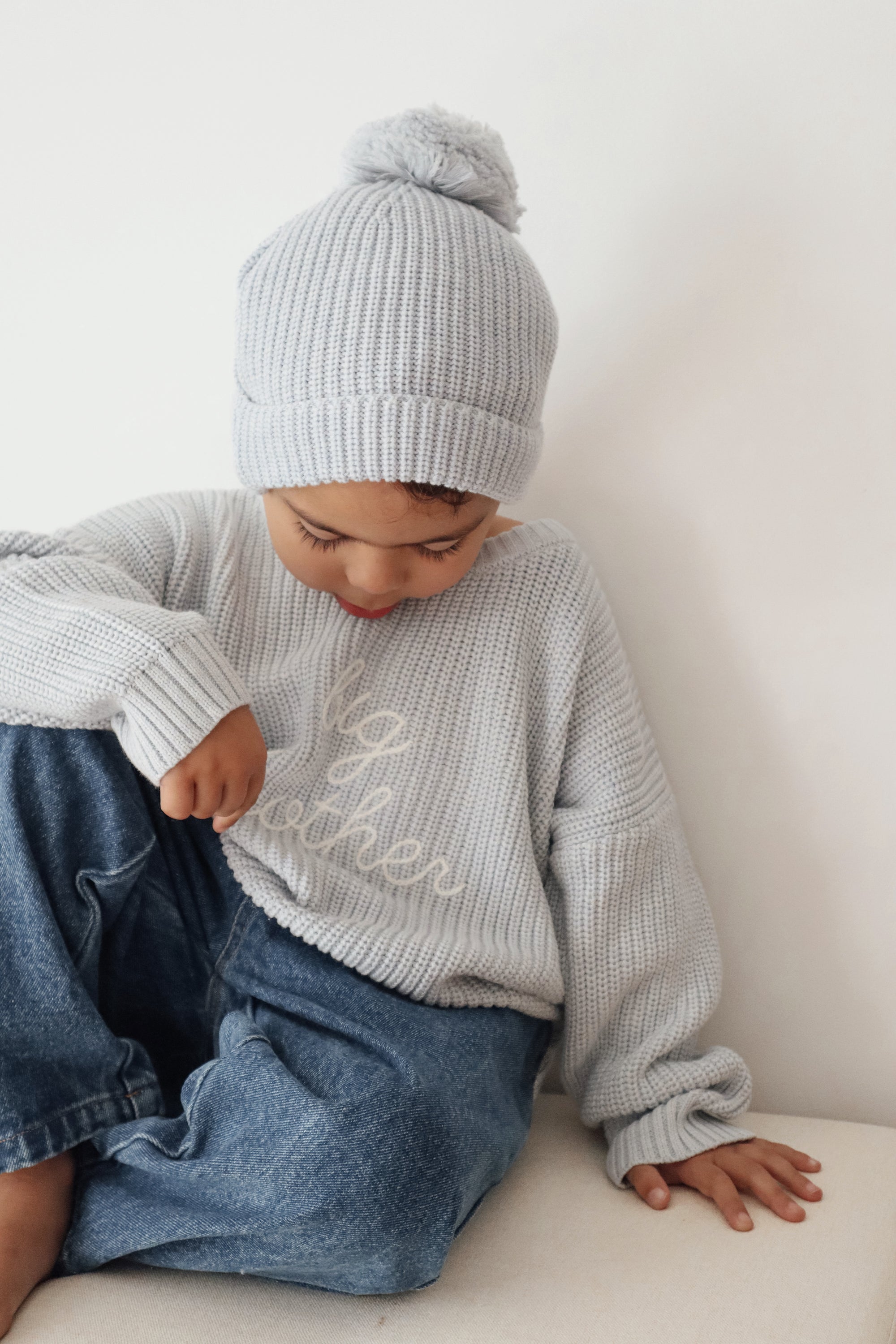 'Big Brother' Mini Knit Sweater - Powder Blue