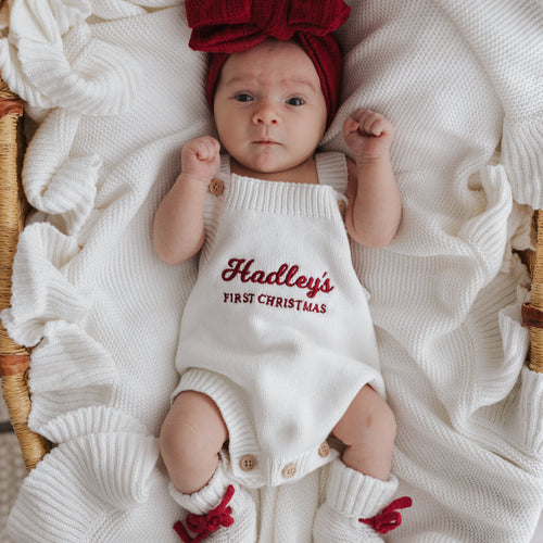 Personalised 'First Christmas' Singlet Knit Romper