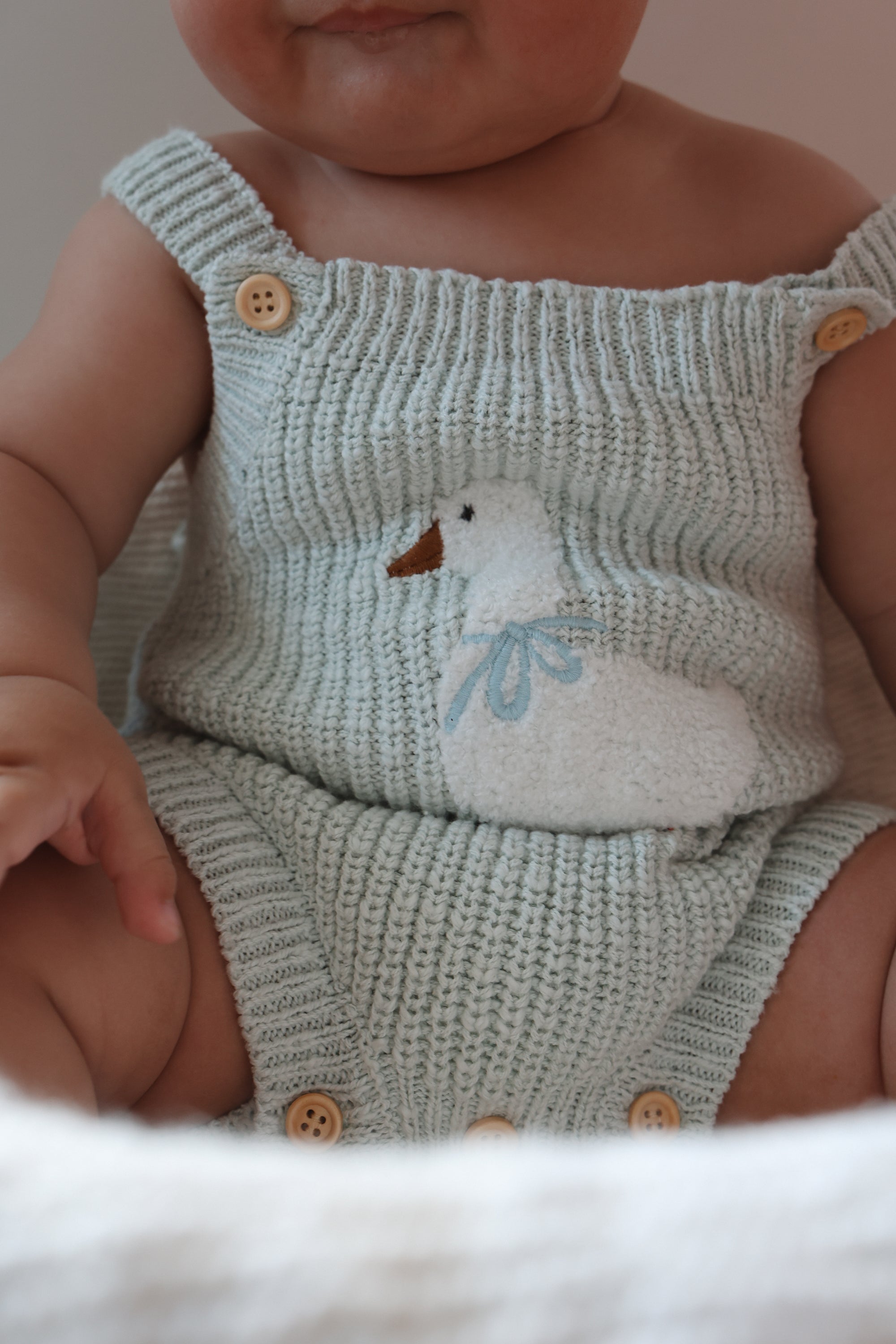 Goose Singlet Knit Romper - Periwinkle Blue