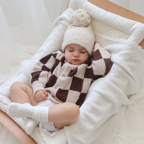 Checkered Knit Cardigan