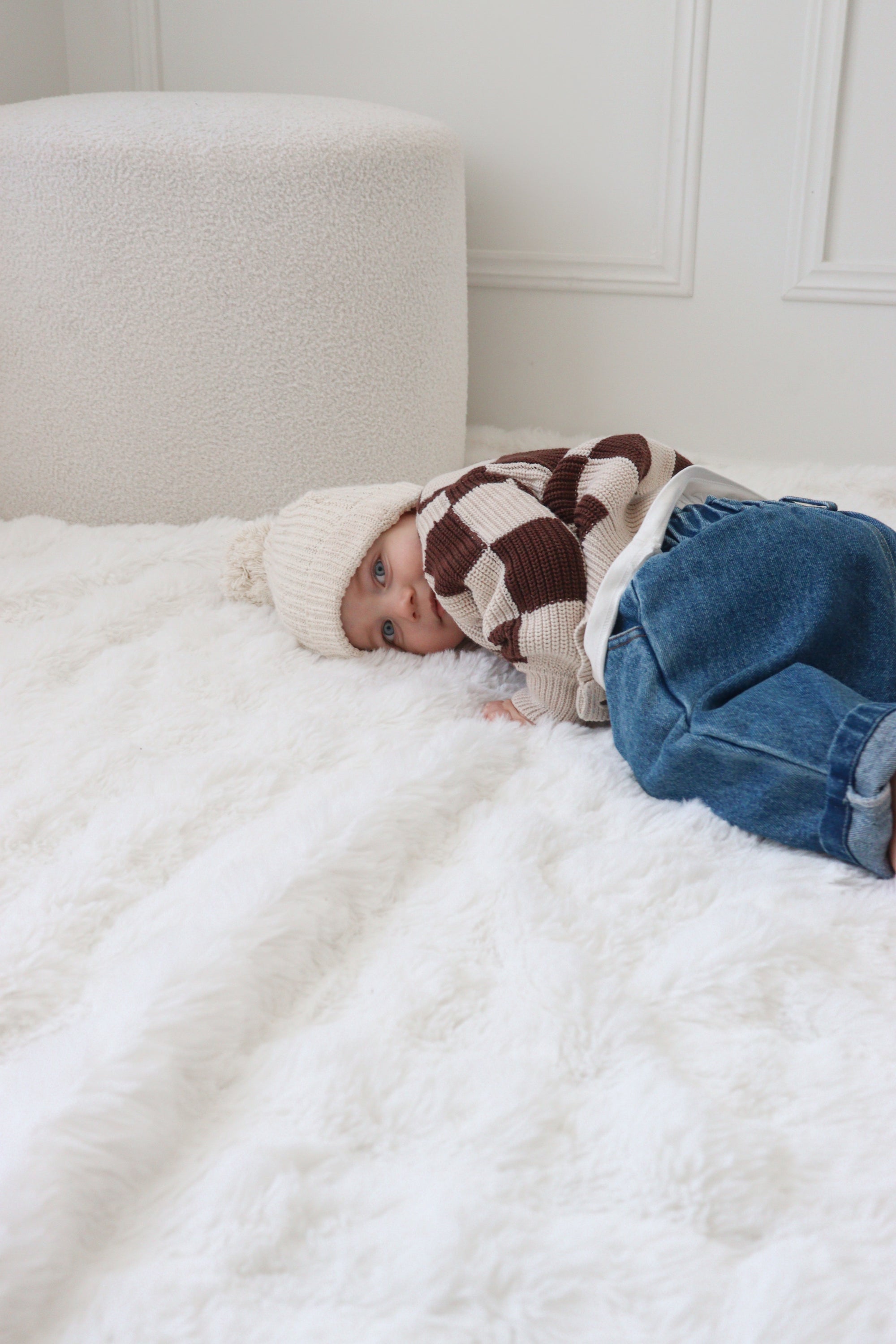 Checkered Knit Cardigan