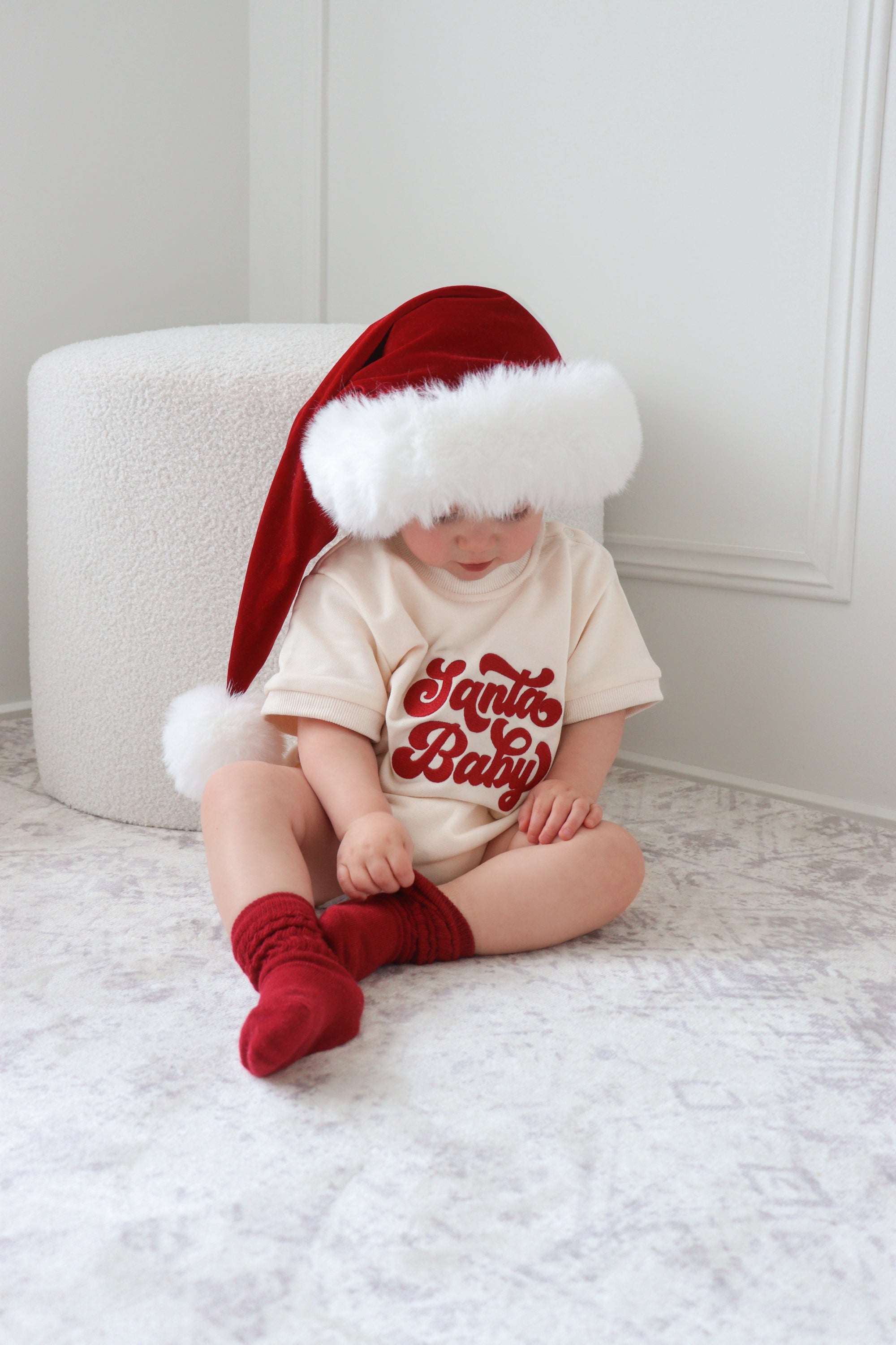 Vintage 'Santa Baby' Short Sleeve Bubble Romper