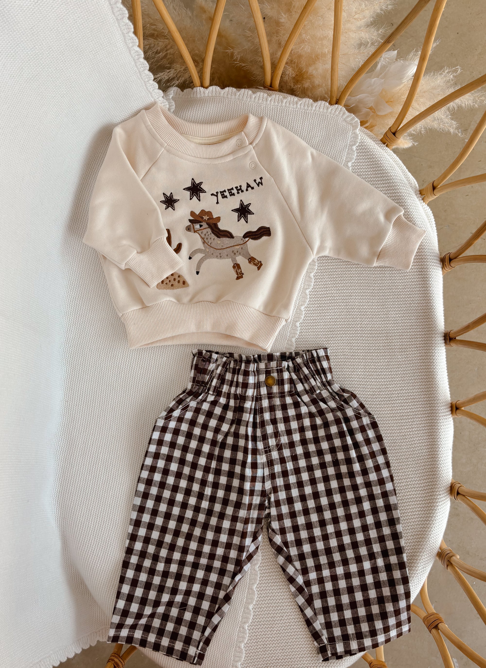 'Yeehaw' Crew Sweater - Sand
