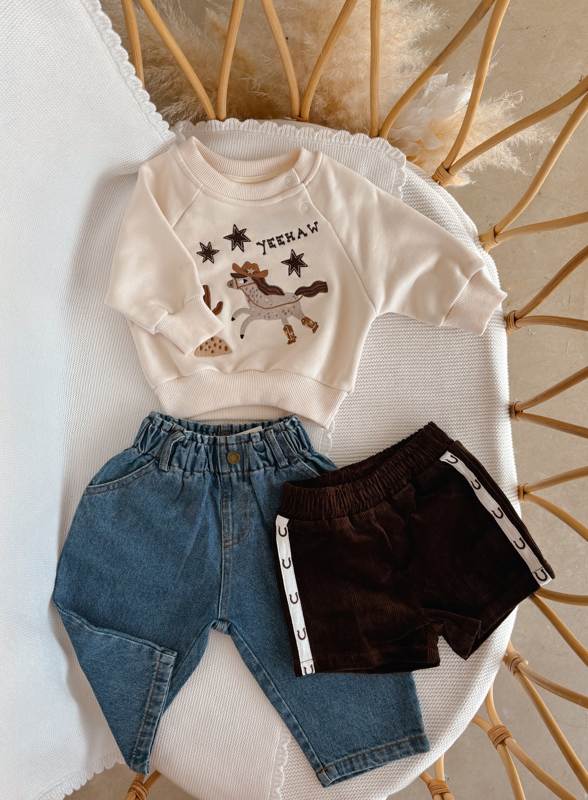 'Yeehaw' Crew Sweater - Sand