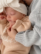 Load image into Gallery viewer, &#39;Little Sister&#39; Long Sleeve Frill Leg Knit Romper - Pink Lemonade