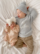 Load image into Gallery viewer, &#39;Little Sister&#39; Long Sleeve Frill Leg Knit Romper - Pink Lemonade