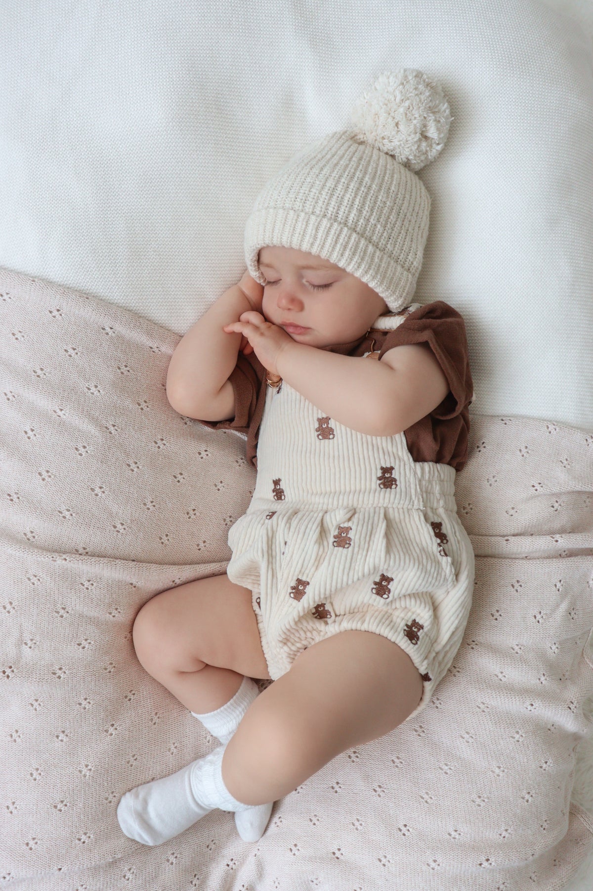 Corduroy Overall Romper - Teddy Bear