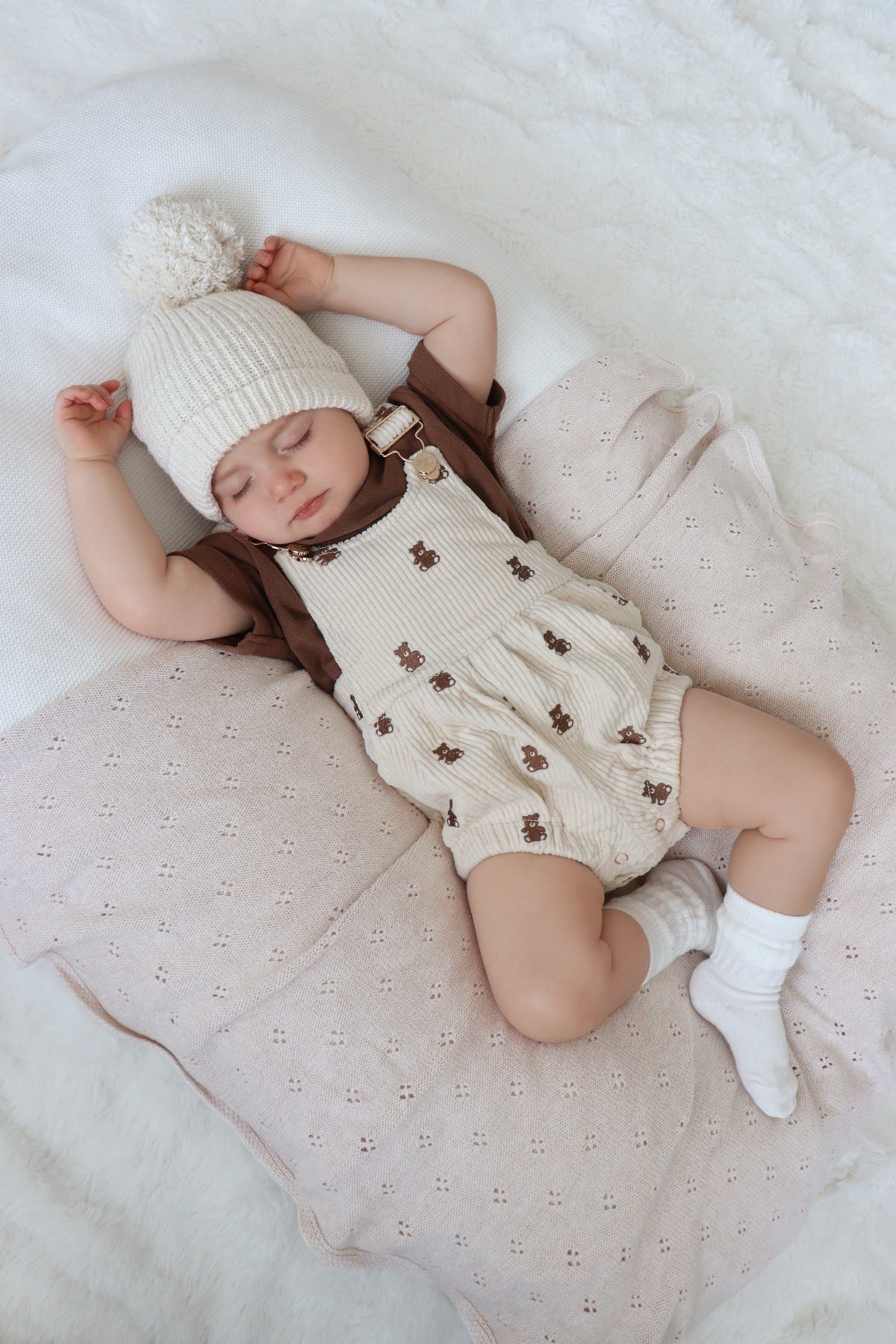 Corduroy Overall Romper - Teddy Bear