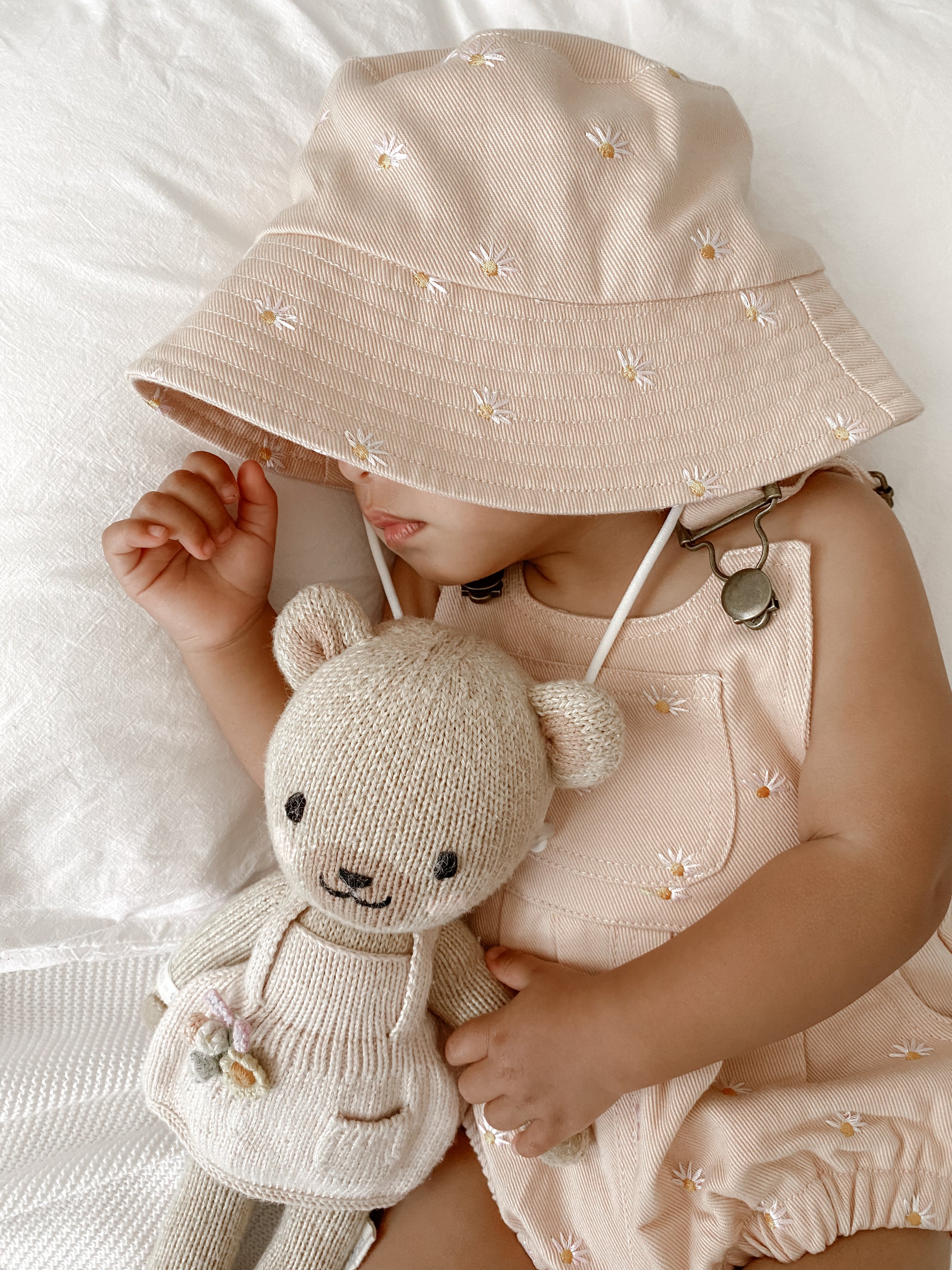 Denim Daisy Overall Romper - Pink