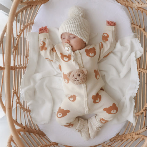 Knit Brown Bear Romper