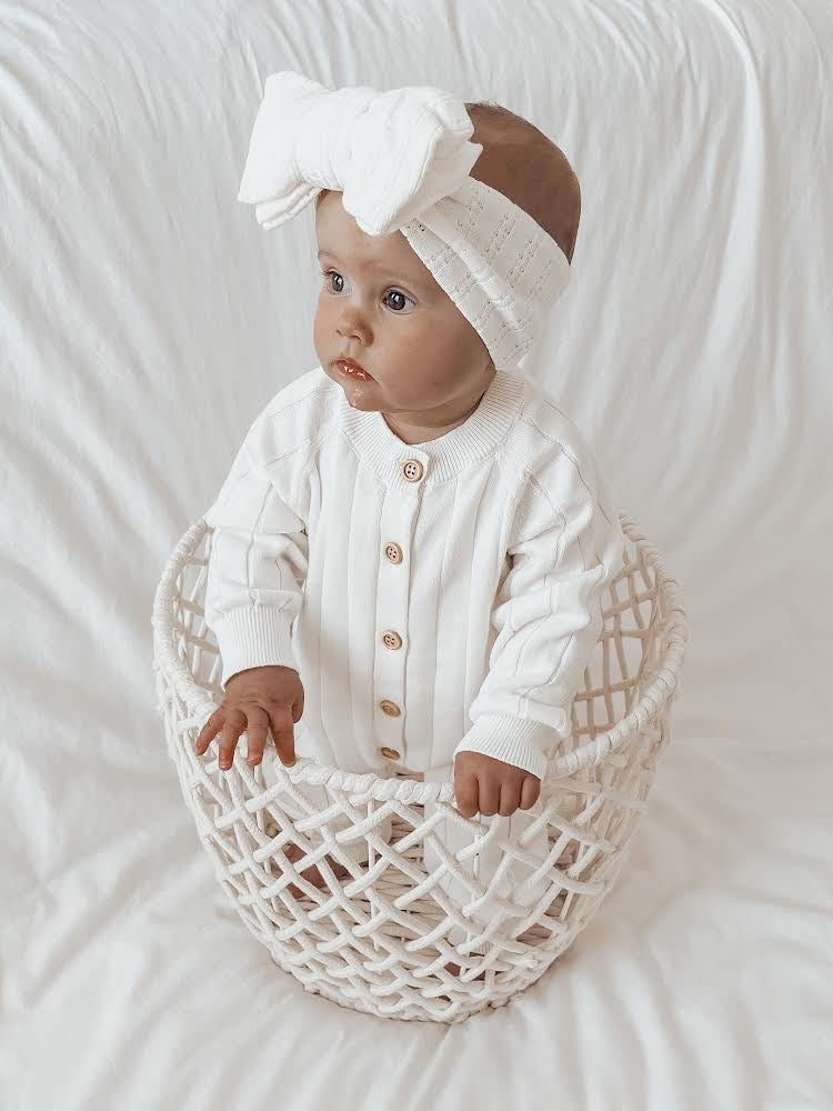 Ribbed Knit Romper - Milk