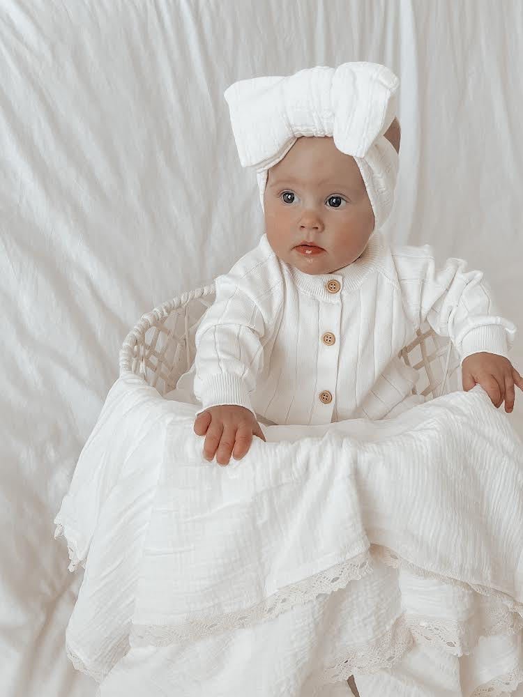 Ribbed Knit Romper - Milk