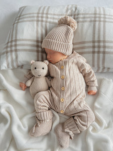Ribbed Knit Romper - Fawn