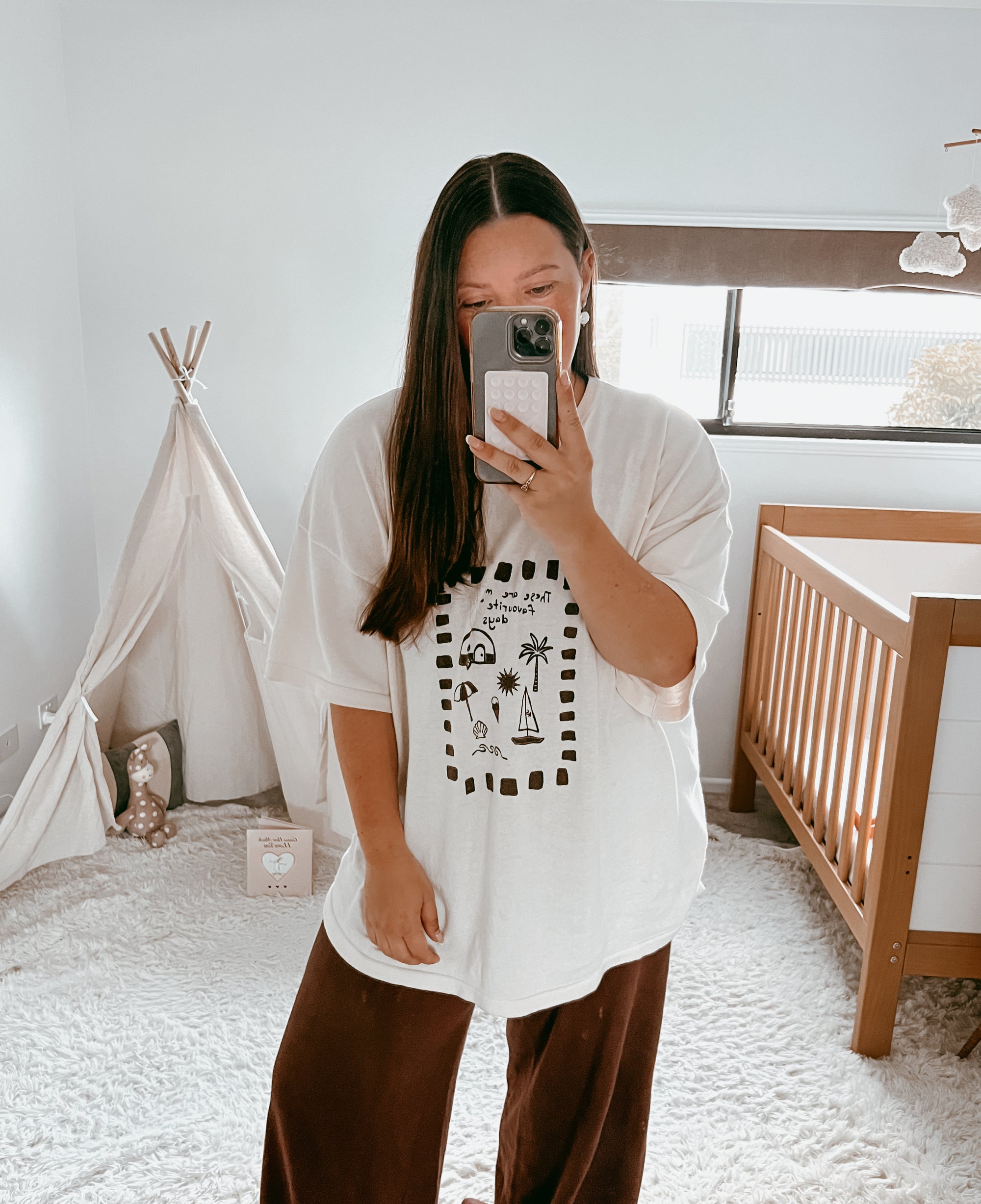 Ladies 'Favourite Days' Tee - Cream &amp; Brown