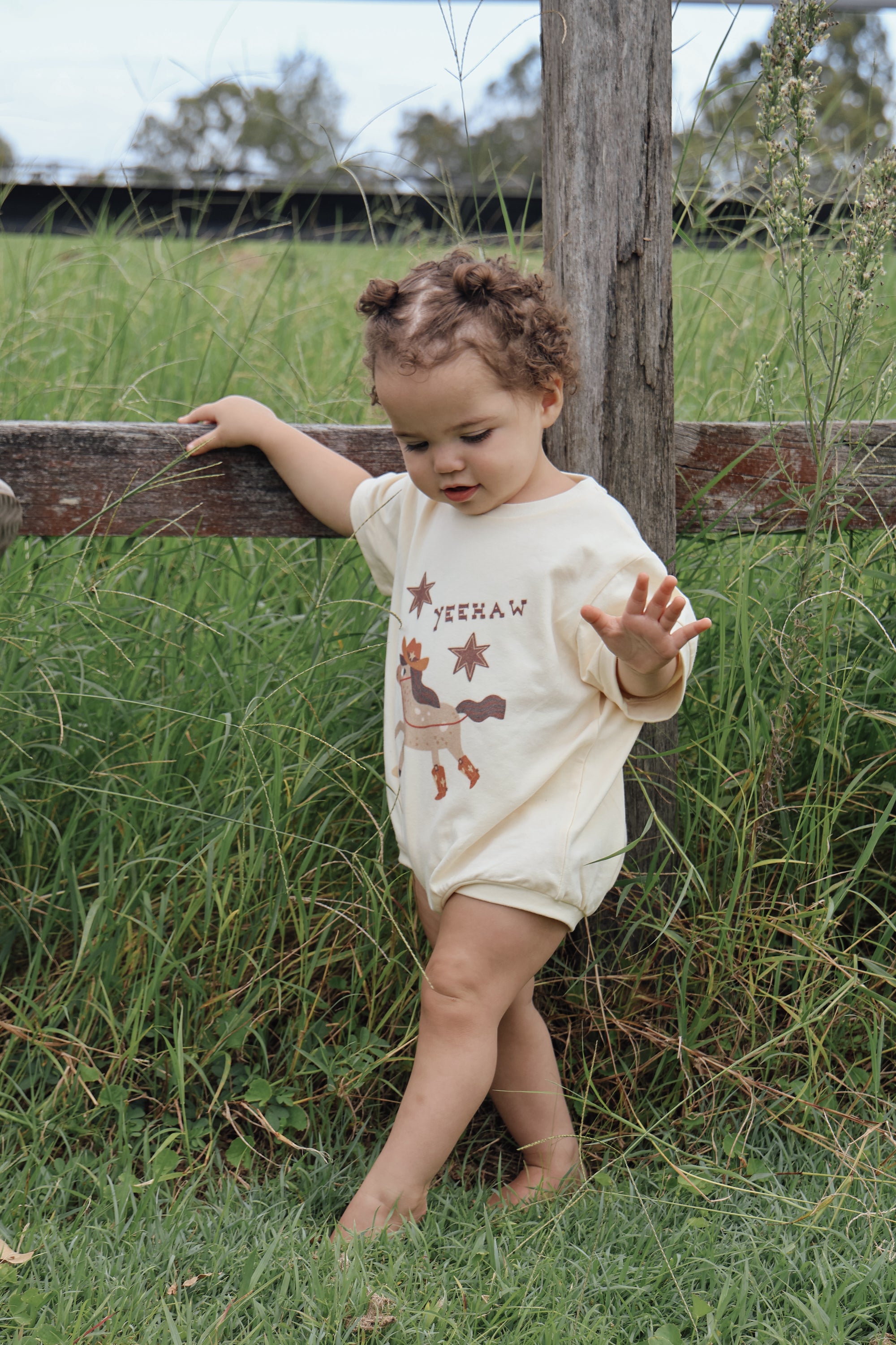 'Yeehaw' Slouch Romper - Buttermilk