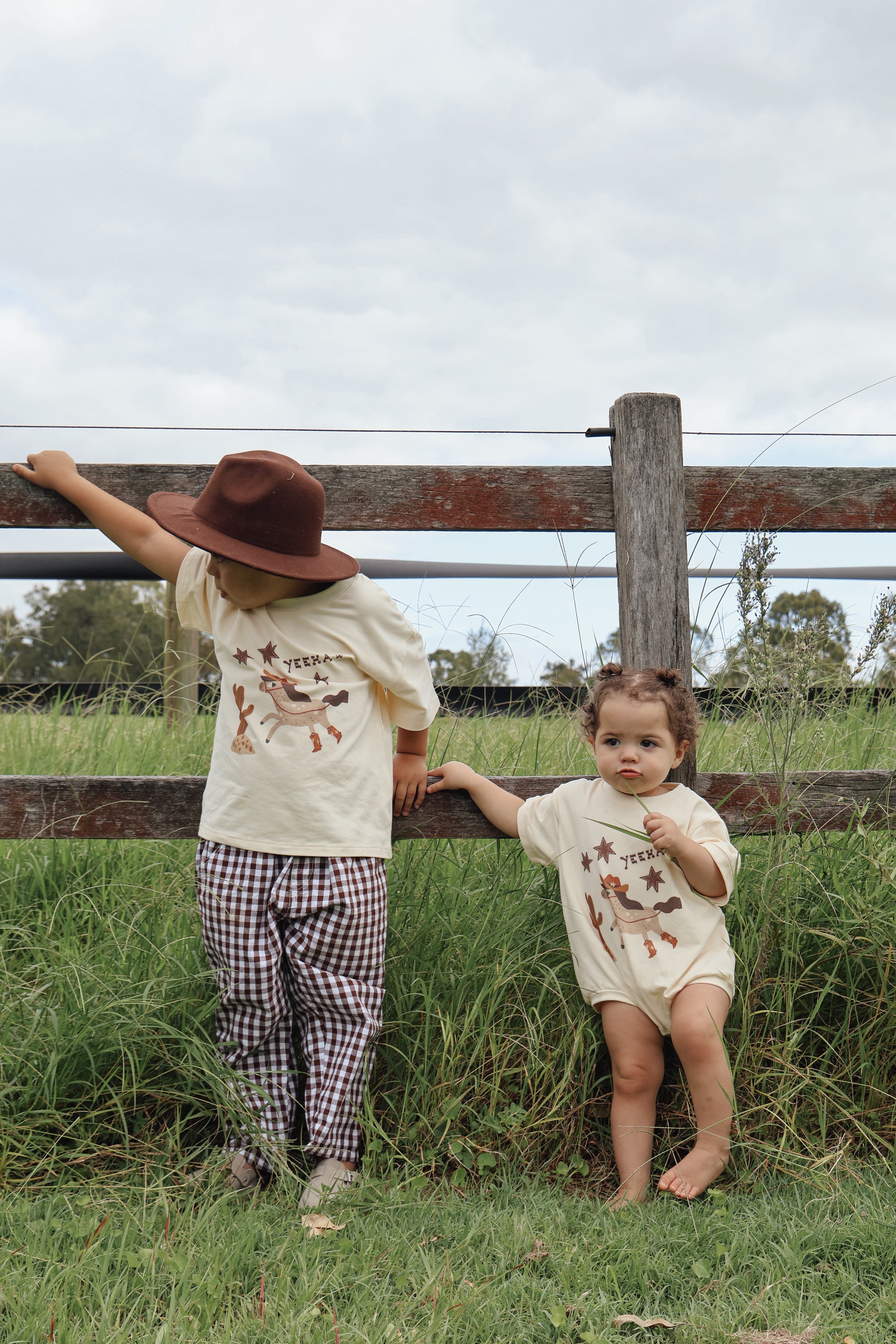 'Yeehaw' Slouch Romper - Buttermilk
