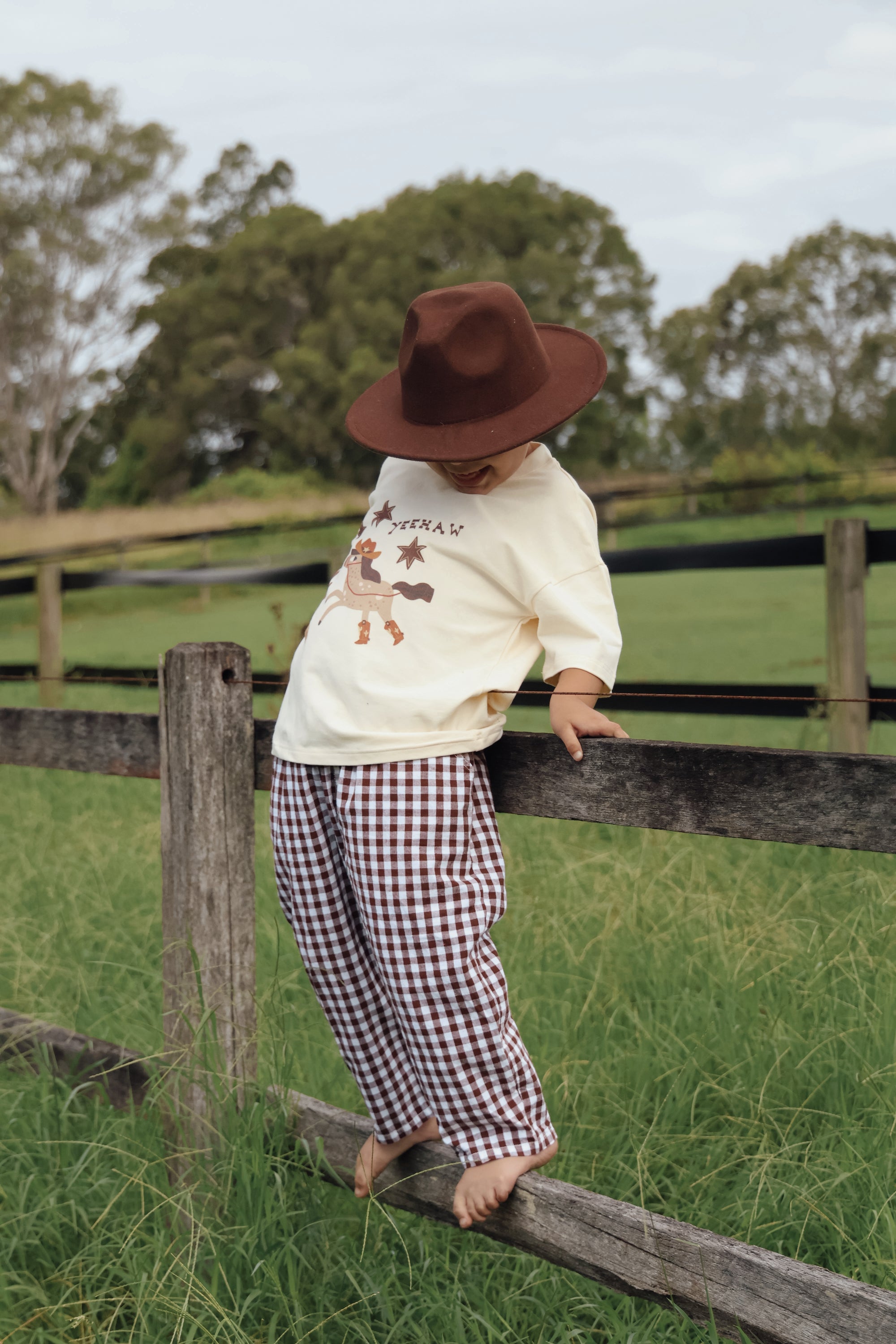 Kids Cocoa Gingham Pants