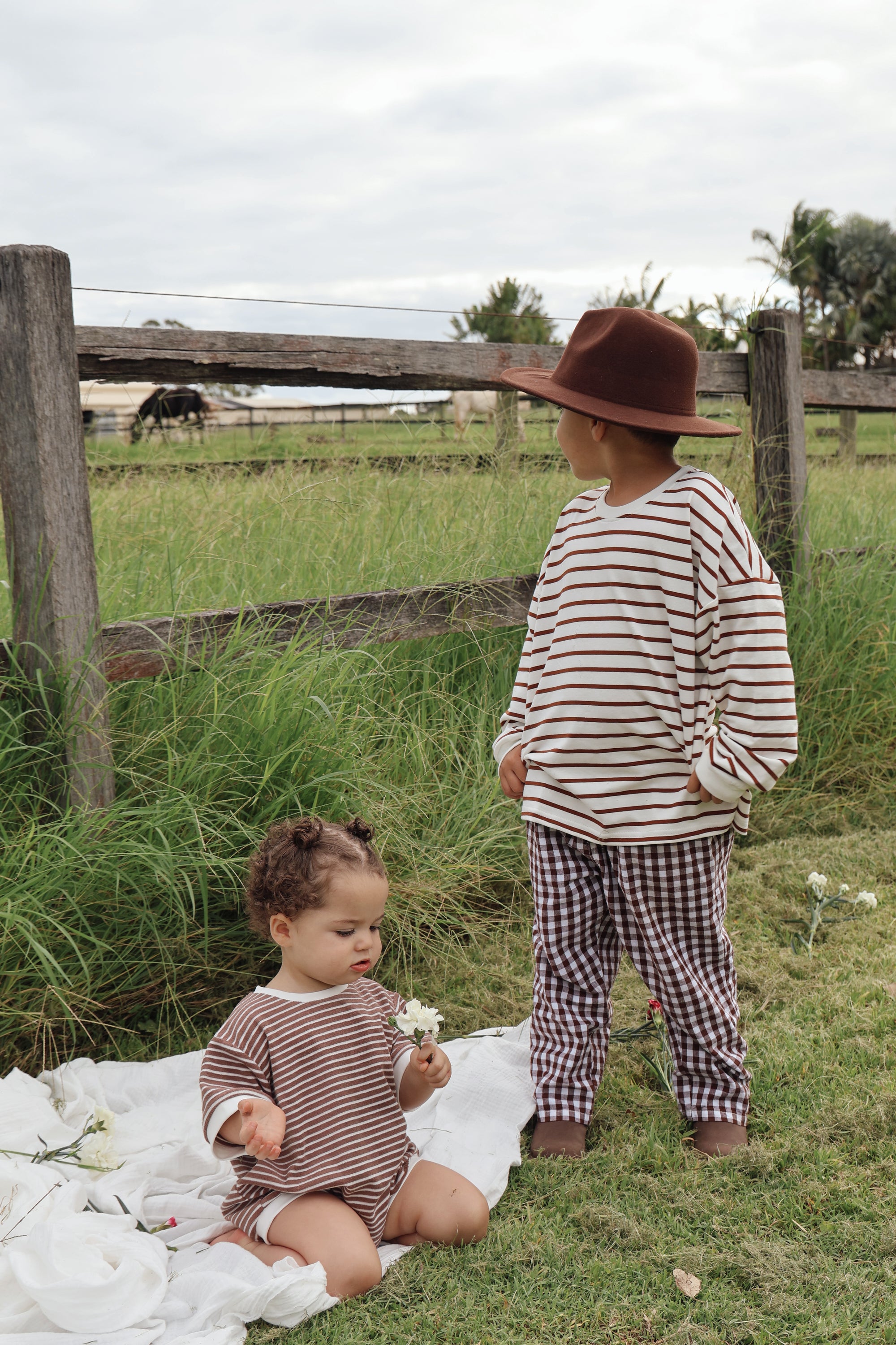 Kids Cocoa Gingham Pants