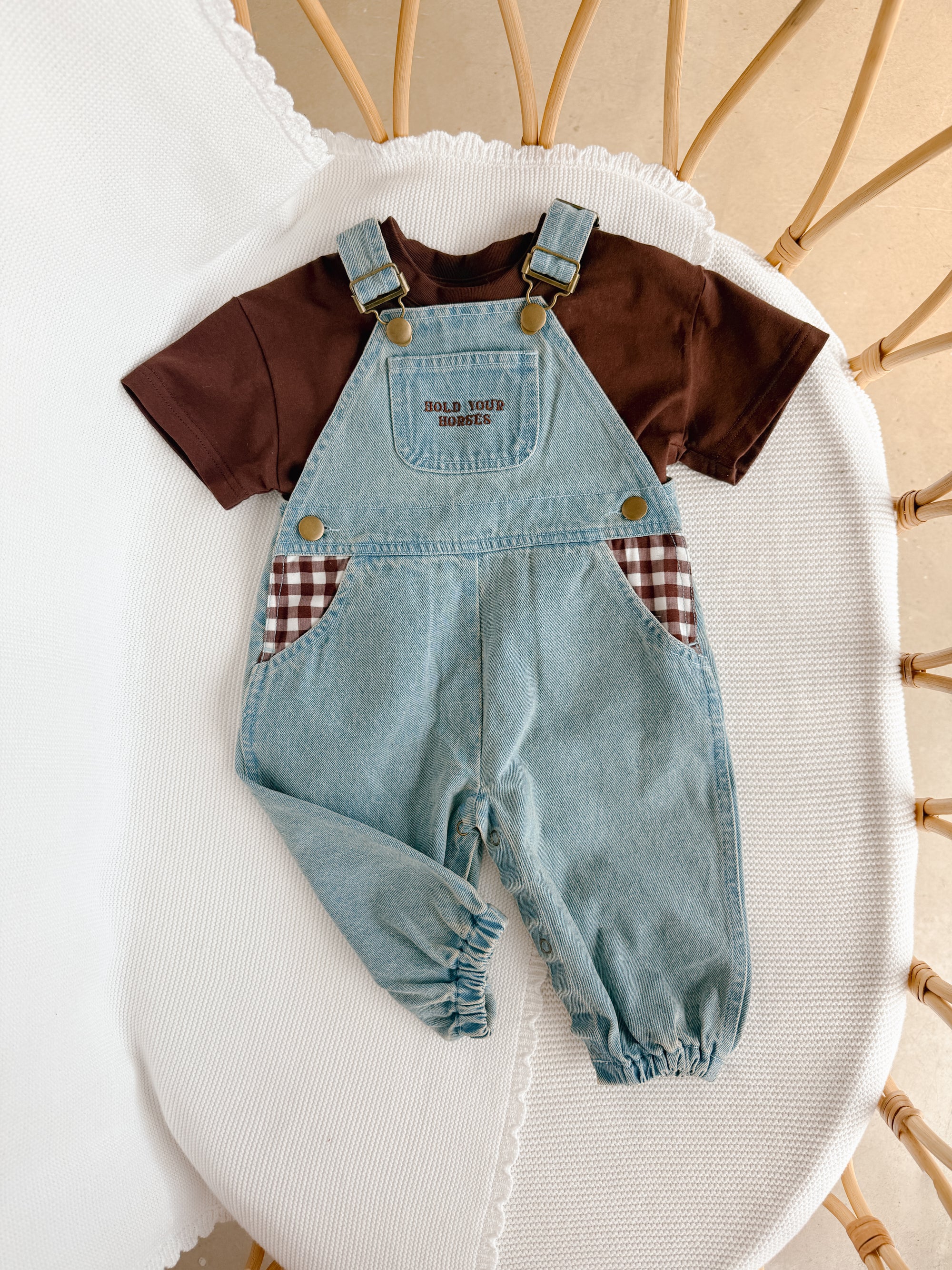 'Hold Your Horses' Denim Overalls