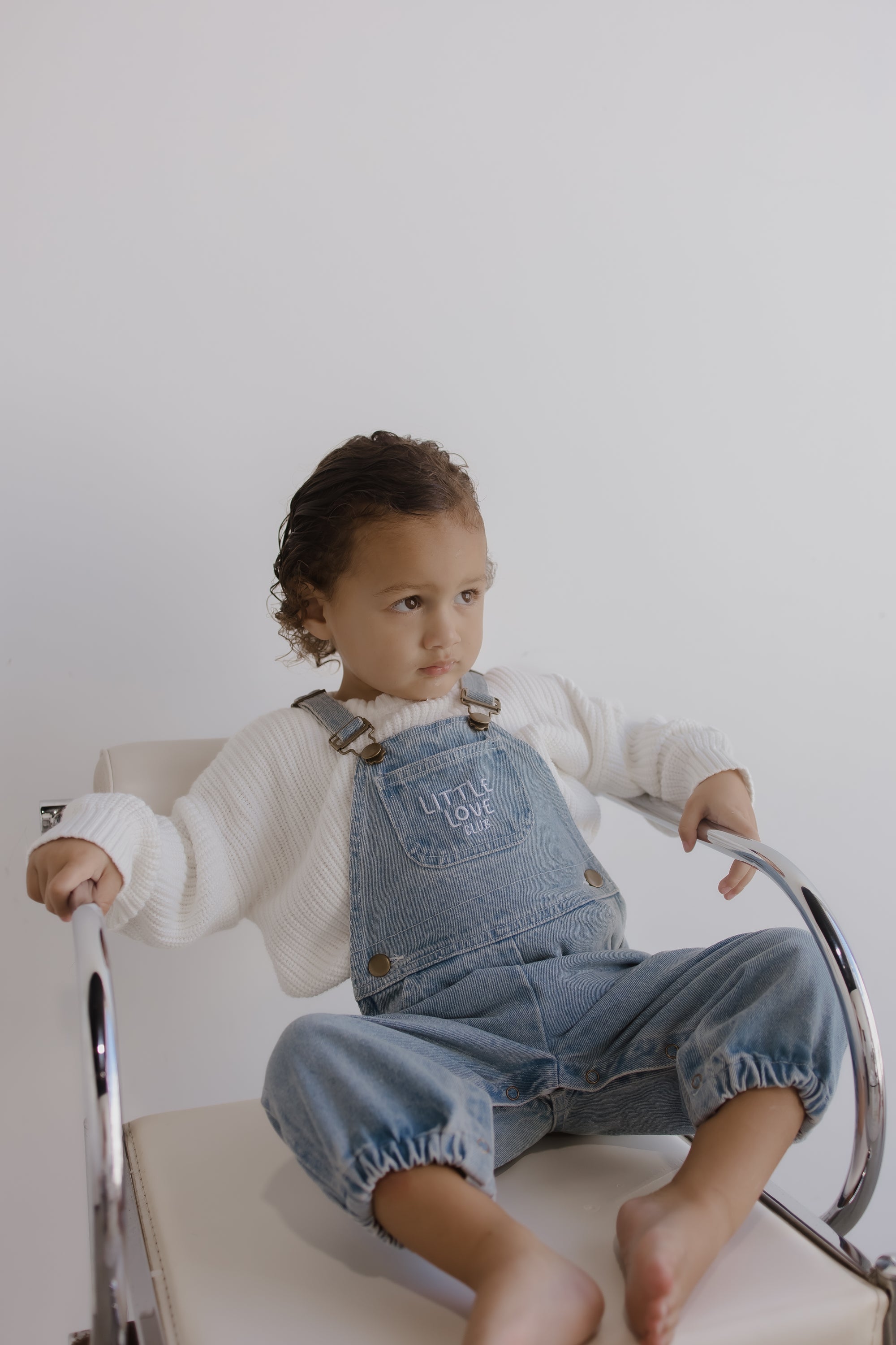 'Little Love Club' Vintage Blue Denim Overalls
