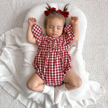 Load image into Gallery viewer, Red Gingham Flutter Sleeve Romper